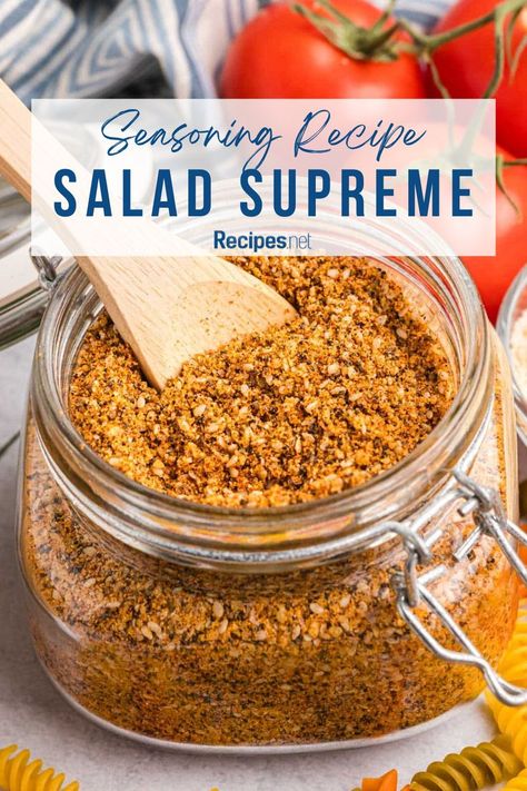 Discover the ultimate easy Salad Supreme Seasoning Recipe for an explosion of flavor in your salads! Elevate your cooking game with this easy, healthy meal addition that will tantalize your taste buds. Whether you're a foodie exploring new recipes or a cooking enthusiast seeking delicious inspiration, this blend promises to transform your salads into culinary masterpieces. Head to Recipes.net for the full recipe. Turkish Seasoning Recipe, Salad Supreme Seasoning Recipe, Panera French Onion Soup, Salad Supreme Pasta Salad, Salad Supreme Recipe, Salad Supreme Seasoning, Broiled Salmon Recipes, Dipping Sauce For Artichokes, Salad Supreme