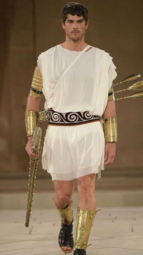 Greek Man Costume, Ancient Greece Outfit Ideas, Ancient Roman Clothing Men, Greek Mens Fashion, Greek Clothing Men, Ancient Greek Clothing Men, Greek Fashion Men, Greek Mythology Clothes, Greek God Costume Male