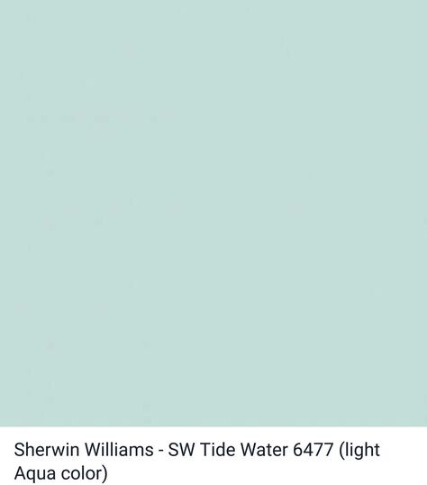 Sherwin Williams - SW Tide Water 6477 (light aqua). Looks great in wide, horizontal stripes alternating with white on a wall. Light Aqua Paint, Teal Paint Color, Light Teal Paint, Aqua Paint Colors, Coastal Paint Colors, Coastal Paint, Aqua Walls, Aqua Paint, Teal Paint