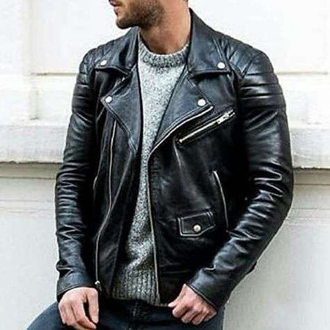 Black leather jacket men