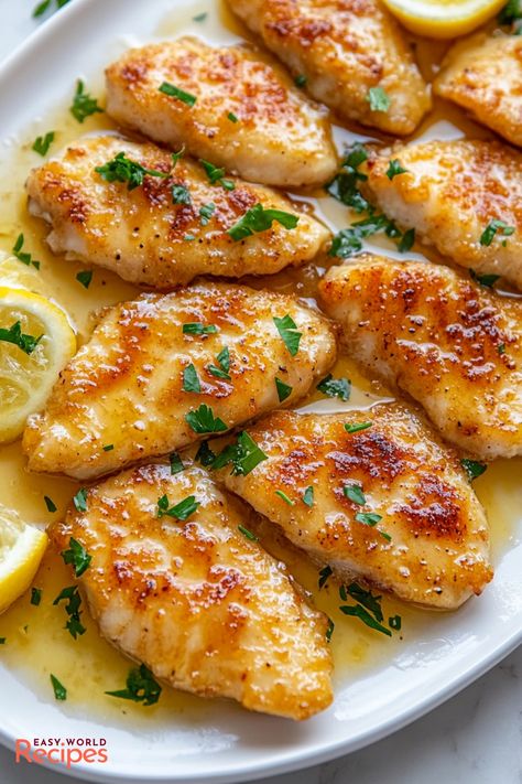 The Best Chicken Scallopini Recipe - EasyWorldRecipes Chicken Viola Recipe, Chicken Slices Recipe, Italian Style Chicken Breast, Italian Chicken Tenderloins, Lemon Chicken Scallopini, Recipes For Thinly Sliced Chicken Breast, Scallopini Chicken, Chicken Scallopini Recipes, Italian Chicken Tenders