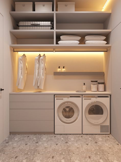 Laundry Room Wallpaper, Dream Laundry Room, تصميم داخلي فاخر, Laundry Room Layouts, Laundry Room Renovation, Modern Laundry Rooms, Laundry Design, Laundry Room Cabinets, تصميم للمنزل العصري