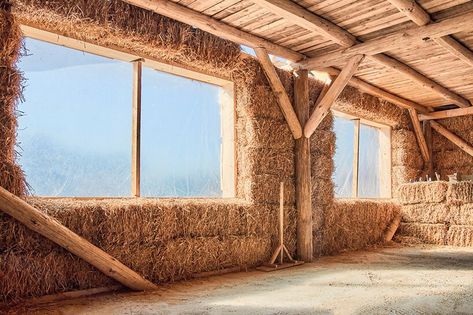 the increasing shortages of resources like wood are pushing french locals to use straw as an alternative building foundation. The post future homeowners in france are now looking into “straw houses” appeared first on designboom | #architecture & design magazine. Straw Bale Construction, Building Foundation, Straw Bales, Urban Fabric, Construction Work, Bridge Design, Building Techniques, Palace Hotel, Sustainable Architecture