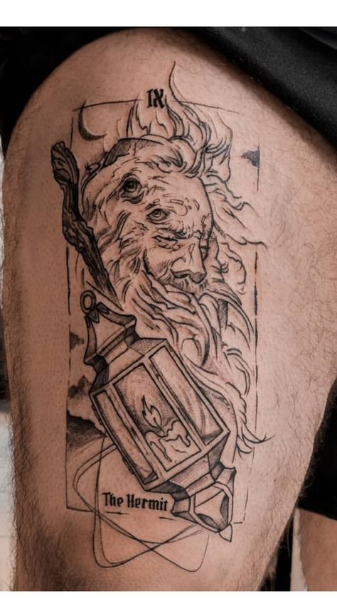 The Hermit Tattoo, The Hermit Tarot Tattoo, Hermit Tattoo, Heraklion Greece, Greece Tattoo, The Hermit Tarot, Tarot Card Tattoo, Tarot Tattoo, Trending Tattoos