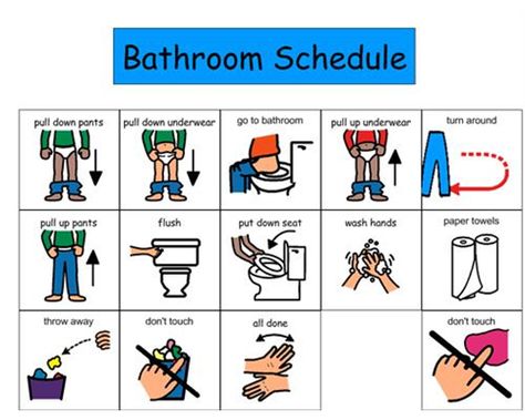 bathroom schedule Toilet Training Visual Schedule, Preschool Bathroom, Toilet Training Visuals, Potty Training Visuals, Potty Training 101, Pecs Pictures, Boys Potty, Potty Training Girls, Task Analysis