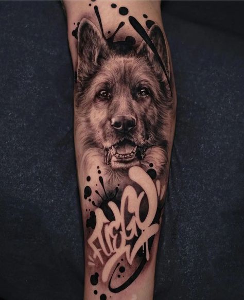 German Shepherd Tattoos, Bully Tattoo, Tattoos Reference, Tattoo Perro, Harley Tattoo, German Shepherd Tattoo, Portrait Tattoo Sleeve, Dog Portrait Tattoo, Black Skull Tattoo