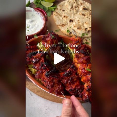 TikTok · Bored of Lunch Air Fryer Tandoori Chicken, Raspberry Custard, Yoghurt Sauce, Pilau Rice, Turmeric Rice, Recipes Tiktok, Chicken Skewer Recipe, Mint Yogurt, Custard Recipe