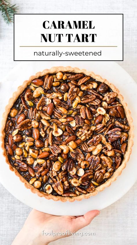 Caramel Nut Tart on a white plate. Nut Tart, Making Caramel, Family Dishes, Berry Tart, Fool Proof Recipes, Top Recipes, Tart Recipes, Pinterest Recipes, Best Dessert Recipes