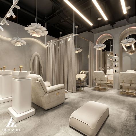 𝐋𝐔𝐗𝐔𝐑𝐘 𝐁𝐄𝐀𝐔𝐓𝐘 𝐒𝐀𝐋𝐎𝐍 :: Behance Luxury Beauty Salon Design Interior, Luxurious Spa Design, Wig Salon Interior Design, Makeup Shop Interior, Beauty Shop Ideas, Boujee Salon, Luxury Hair Salon Design, Salon Suites Layout, Luxury Beauty Salon Design