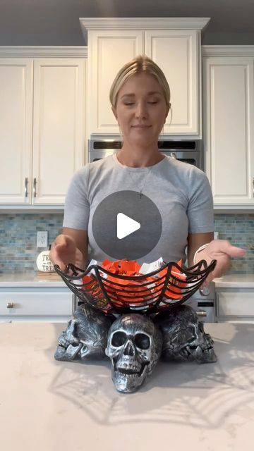 Laura Jeanne on Instagram: "Make this candy dish for Halloween with items from Dollar Tree 💀 #creative #halloweendecor #Halloween #halloweendecor #dollartree #diy #spooky #foryoupageシ #fypシ゚" Diy Dollar Tree Halloween Candy Dish, Halloween Dollar Tree Crafts, Halloween Diy Dollar Tree, Halloween Crafts Dollar Tree, Halloween Centerpieces Diy, Dollar Tree Halloween Diy, Candy Dish Diy, Halloween Dollar Tree, Dollar Tree Diy Halloween