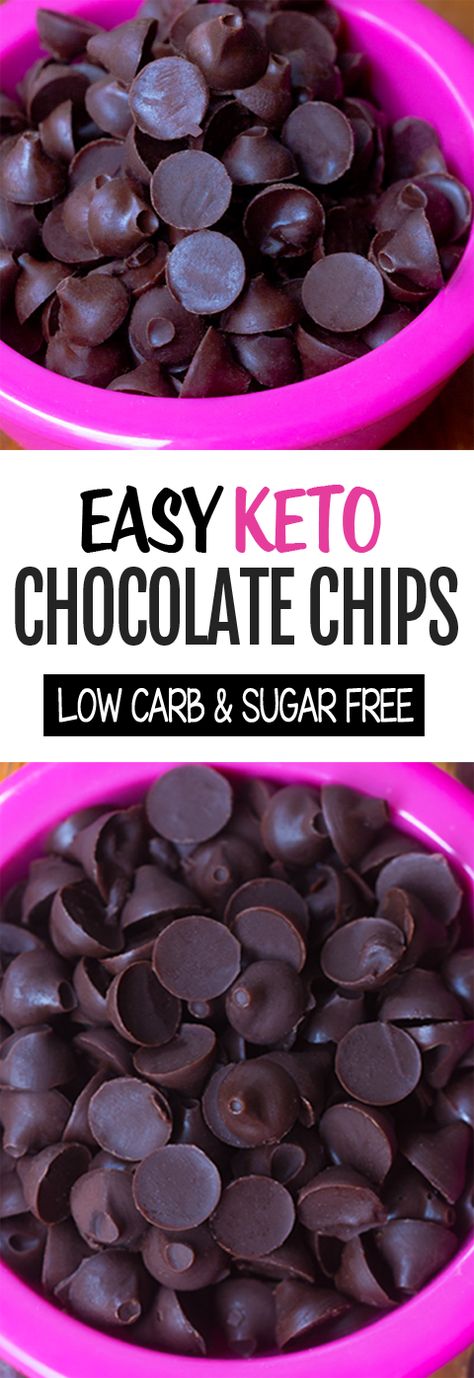 How to make sugar free chocolate chips that are a low carb and keto recipe to use in baking or to eat for dessert #keto #ketorecipes #lowcarb #lowcarbrecipes #chocolate Recipes Using Bakers Unsweetened Chocolate, Keto Chocolate Bar Recipe, Keto Chocolate Chip Recipes, Galletas Keto, Desserts With Chocolate Chips, Vegan Keto Recipes, Sugar Free Baking, Postre Keto, Keto Christmas