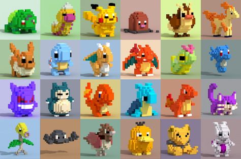 Pixels and voxels, the long answer – Retronator Magazine – Medium Minecraft Pokemon, Construction Minecraft, Case Minecraft, Minecraft Statues, 3d Pokemon, Mc Builds, Rumah Minecraft Sederhana, Voxel Art, Minecraft Banner Designs