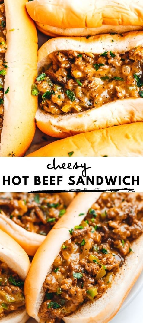 Hot Beef Sandwich, Cream Of Mushroom Sauce, Hot Beef Sandwiches, Hot Beef, Beef Sandwich Recipes, Recipes Ground Beef, Beef Recipes For Dinner Easy, Cream Of Mushroom, Dinner With Ground Beef