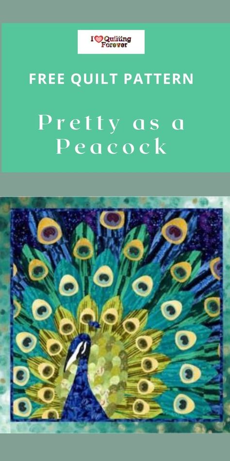 Get your Free Pretty as a Peacock Quilt Tutorial here. 400+ Free Quilt Patterns for Beginner & Expert. All Quilters can get inspired! Pattern Skirt Outfit, Quilt Vest, Peacock Quilt, Free Paper Piecing Patterns, Feather Quilt, Pattern Skirt, Beginner Quilt Patterns, Animal Quilts, Paper Piecing Quilts