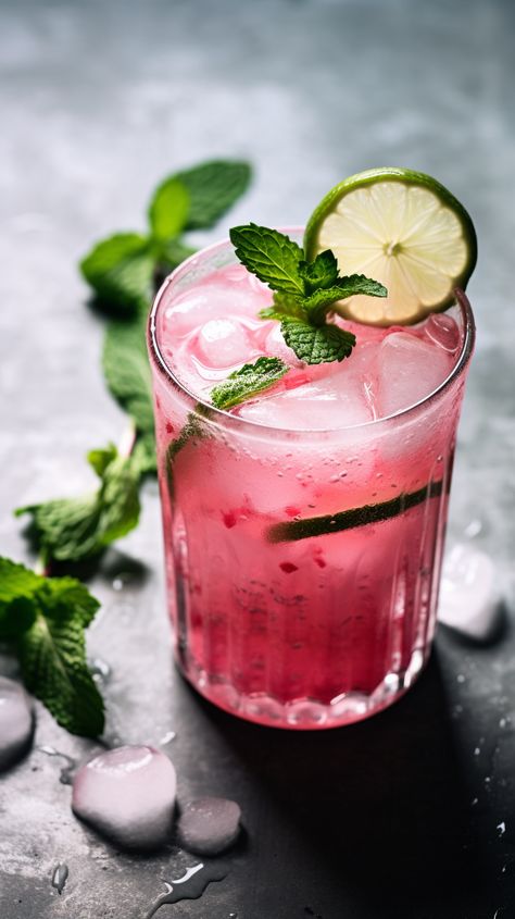 Pink Coconut Mojito [10 Minutes] – Chasety Pink Drink Photography, Pink Coconut Mojito, Mojito Aesthetic, Pink Mojito, Coconut Aesthetic, Birthday Recipes, Snickerdoodle Bars, Coconut Mojito, Drinks Photography