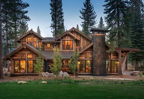 Cabin Mansion, Truckee California, Commercial And Office Architecture, Cabin Exterior, Getaway Cabins, Rustic Home Design, Log Home, Commercial Architecture, Cabins And Cottages