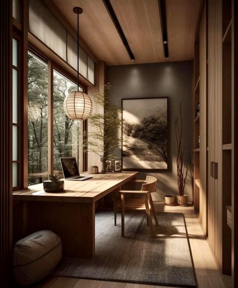 Japandi Living Room, Japandi Home, Japandi Living, Japandi Interior, Japanese Interior, Home Office Setup, Home Office Design, House Inspo, Dream Home Design