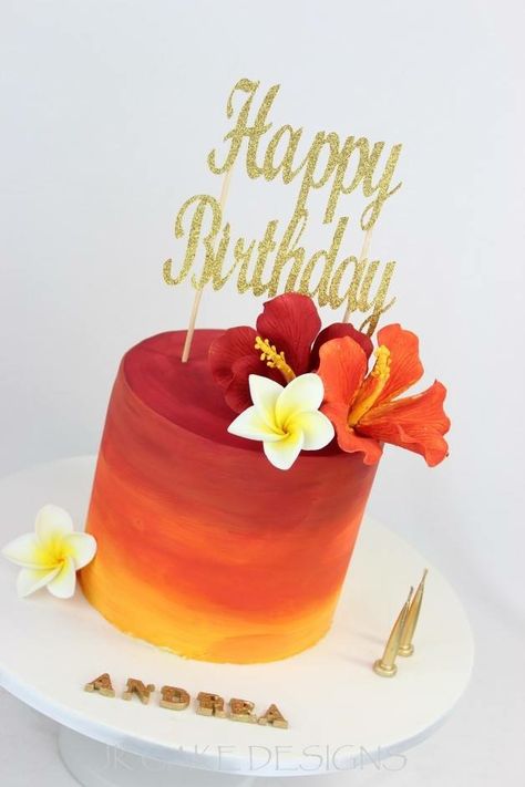 Sunset Cake Ideas Birthday, Tropical Theme Cake Simple, Sunset Cakes Ideas, Sunset Theme Cake, Sunset Birthday Cake, Tropical Cake Design, Tropical Themed Cake, Tropical Theme Cake, Sunset Cake