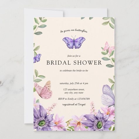 He gives me butterflies Wildflowers Bridal Shower Invitation | Zazzle He Gives Me Butterflies, Menu Spa, Gives Me Butterflies, Garden Party Invitations, Birthday Kiss, Whimsical Butterfly, Garden Baby Showers, Romantic Themes, Give Me Butterflies