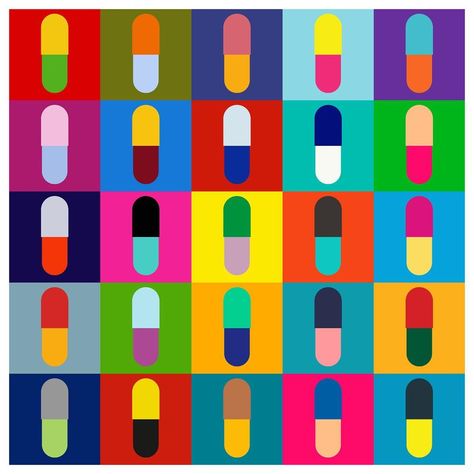 Pop Art Color Combinations, 3 Colors That Go Together, Color Contrast Combination, Pop Art Color Palette, Colours That Go Together, Pop Art Patterns, Pop Art Colors, Minimalism Painting, Hard Edge Painting