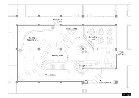 Gallery of Jingshan School Library Renovation / Hui-Yin Design & Research - 27 School Library Layout Floor Plans, Library Floor Plan Layout, School Library Floor Plan, School Library Layout, Library Layout Plan, Library Design Architecture Plan Layout, Small Library Design, Library Layout, Library Floor Plan