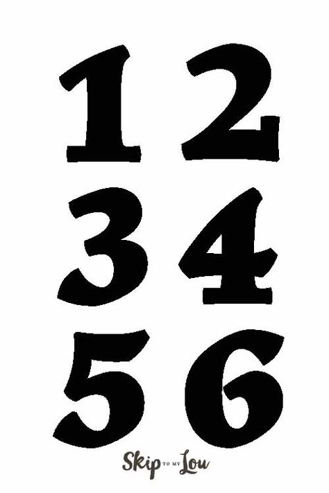 These number templates can be a guide for your DIY projects.  I used them when making the princess birthday hat and birthday crown. Number Templates Cut them out and trace around to make appliques on your project. Printable Numbers and Letters in two sizes. #print #numbers Large Printable Numbers, Project Printable, Number Template Printable, Bubble Numbers, Free Printable Numbers, Number Fonts, Number Drawing, Scrapbooking Sketches, Skip To My Lou