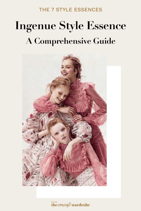 Ingenue Style Essence: A Comprehensive Guide Soft Autumn Ingenue Essence, Kitchener Ingenue Essence, Ingenue Style Essence Outfits, Dark Ingenue Essence, Ingenue Essence Aesthetic, Ingenue Romantic Essence, Flamboyant Natural Ingenue Essence, Soft Natural Ingenue Essence, Inguene Essence Style