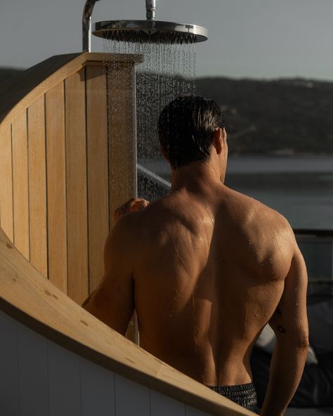 Aesthetic shower 🌊 @explorajourneys invitation Beach Guys, Guys Aesthetic, Floral Therapy, Aesthetic Shower, Long Curly Hair Men, Chill Guy, Workout Pics, Men Shower, Cowboy Romance