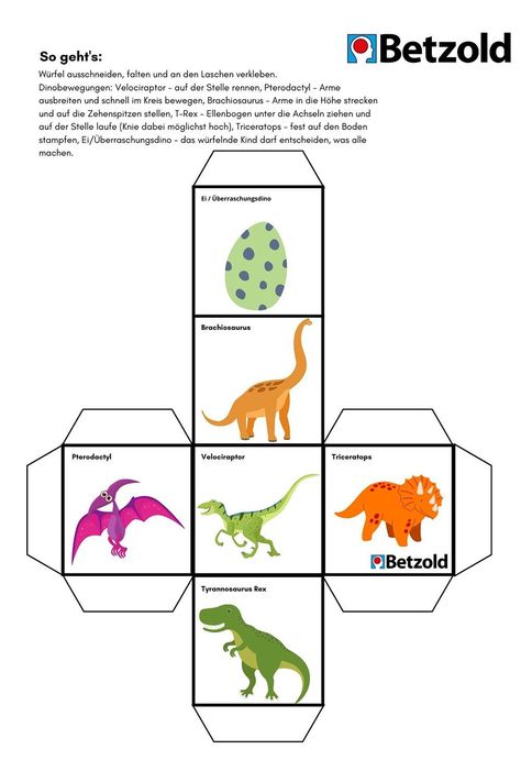 Projektideen und Aktivitäten rund um Dinosaurier findet ihr im Betzold-Blog. Natürlich mit vielen Downloads und Bastelideen. Zum Beitrag > | Kindergarten Projekt Dinosaurier | Bewegung im Kindergarten | Bewegter Morgenkreis Child Therapy, World Party, Dino Party, Nature Crafts, Toy Craft, Quiet Book, Dinosaurs, Kids And Parenting, Diy And Crafts