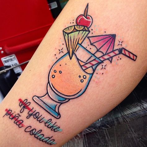 Pina colada Drink Tattoo, Tropical Tattoo, Flower Logo Design, Turtle Tattoo, Tattoo T Shirts, Inked Magazine, New School Tattoo, Best Friend Tattoos, Friend Tattoos