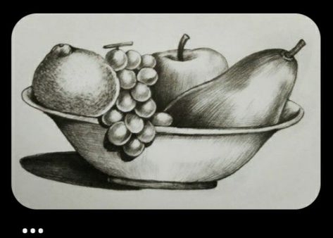 Fruit Bowl Sketch, Fine Art Drawing Sketches, Fruit Basket Drawing Pencil, Still Life Drawing Pencil, Fruit Bowl Drawing, Fruit Basket Drawing, Still Life Pencil Shading, Easy Still Life Drawing, Still Life Sketch