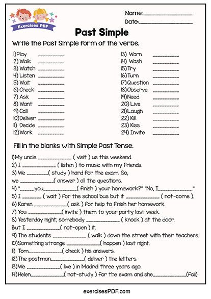 English Conversation Worksheets, Conversation For Kids, Simple Past Verbs, Simple Past Tense Worksheet, Simple Present Tense Worksheets, Tense Worksheet, Past Simple Tense, Past Tense Worksheet, English Conversation For Kids