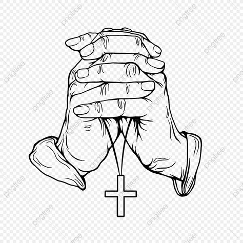 Folded Hands Drawing, Prayer Hands Tattoo For Men, Praying Hands Tattoo Stencil, Blessed Drawing, Hand Tattoo Drawings, Prayer Hands Drawing, Prayer Drawing, Praying Hands Clipart, Praying Hands Drawing