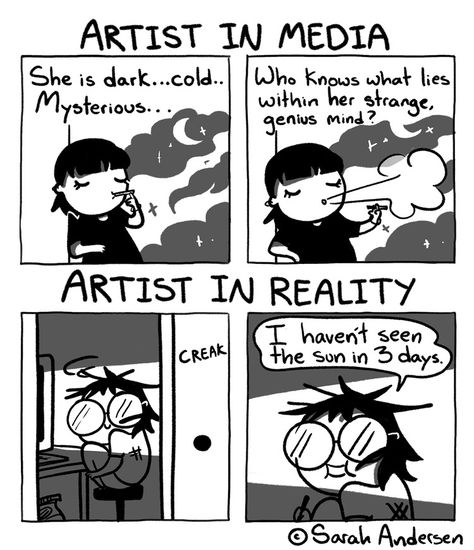 Sarah's Scribbles Comic Strip for May 06, 2018 Sarah Anderson Comics, Sarah's Scribbles, Sarah Andersen, Comics Strips, 4 Panel Life, Image Positive, Artist Problems, Artist Humor, Meme Comics