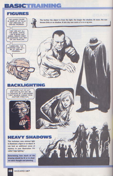 Scan from Wizard Magazine 147. Basic Training: Part 5 of 6 Joe Kubert shows how to do lighting. p118 Comic Book Lighting, Wizard Magazine, Joe Kubert, Drawing Comics, Draw Comics, Comic Book Drawing, Cartoon Drawing Tutorial, Comic Tutorial, Military Drawings