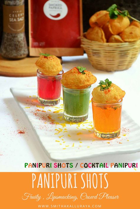 Pani Puri Shots, Panipuri Recipe, Shot Glass Appetizers, Pani Puri Recipe, Puri Recipes, Pani Puri, Party Food Buffet, English Dictionary, Chaat Recipe