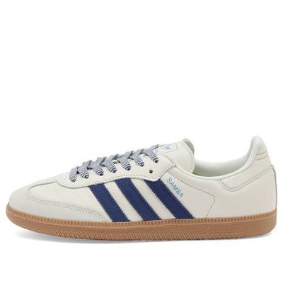 (WMNS) adidas Samba OG 'Off White Dark Blue' JI3907 Love Shack Fancy Sambas, Cute Shoes To Get, Blue And Pink Sambas, Adidas Sambas Blue, Navy Blue Sambas, Light Blue Sambas, Navy Sambas, Stockholm Style Shoes, Adidas Samba Blue