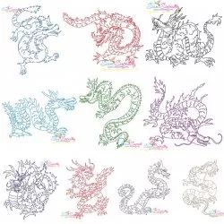 Vintage Stitch Chinese Dragons Embroidery Design Bundle Embroidery Design Pattern, Chinese Dragons, Chinese Embroidery, Digitized Embroidery Designs, Embroidery Design Sets, Diy Clothes Design, Embroidery On Clothes, Dragon Pattern, Chinese Dragon