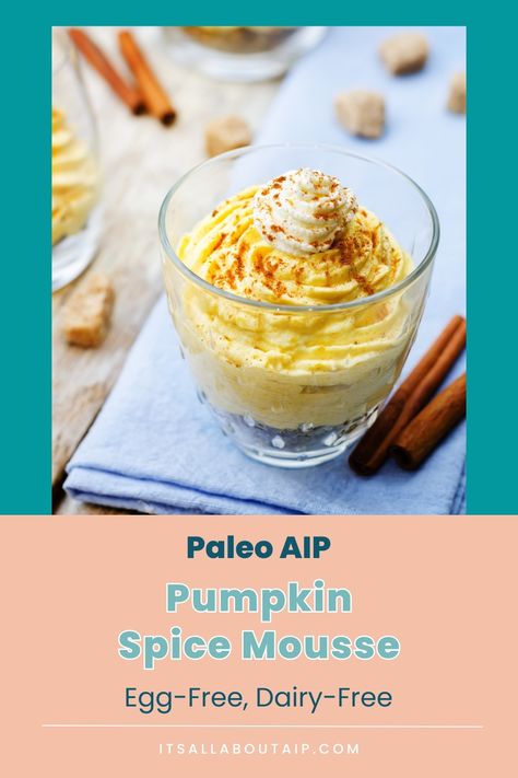 Paleo AIP Pumpkin Spice Mousse - Its All About AIP Pumpkin Moose, Aip Pumpkin, Autoimmune Protocol Diet Recipes, Aip Cookies, Autoimmune Diet Recipes, Banana Mousse, Grass Fed Gelatin, Autoimmune Paleo Recipes, Aip Paleo Recipes