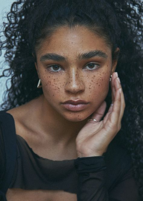 Afrolatina Face Claim, Unique Face Claims, Black Hair And Freckles, Aiyana Lewis, Face Drawing Reference, Mixed Models, Female Character Inspiration, Unique Faces, Face Photography