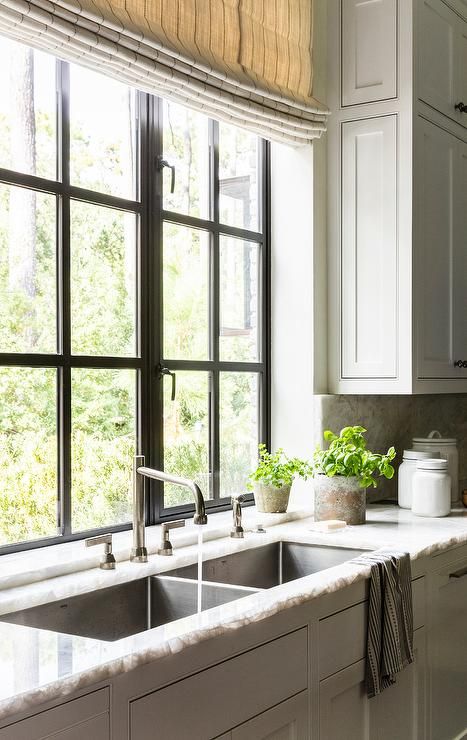 Kitchen with Chiseled Edge Marble Countertop - Transitional - Kitchen