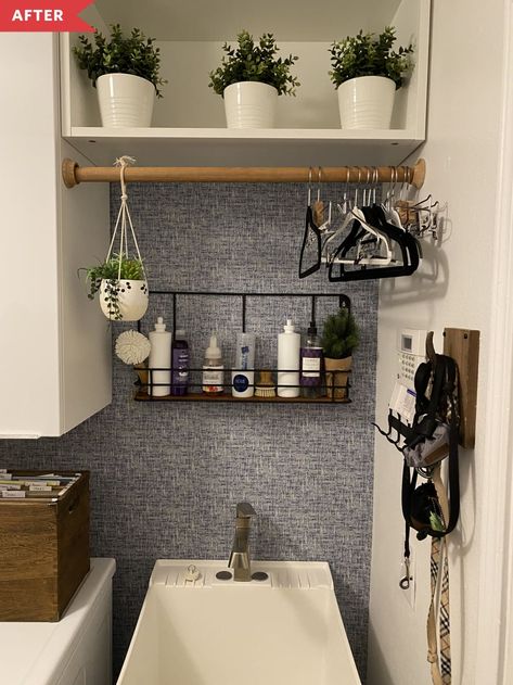 Laundry Room Utility Sink, Ikea Laundry Room, Armoire Ikea, Laundy Room, Laundry Shelves, Basement Laundry, Laundry Room Sink, Laundry Room Renovation, Laundry Room Shelves