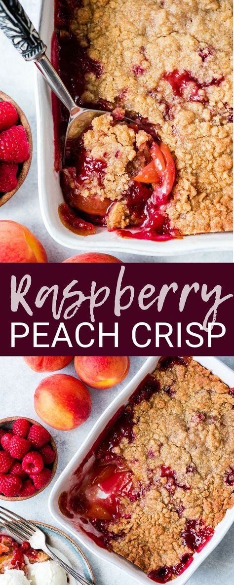 Peach And Raspberry Cobbler, Peach And Raspberry Recipes, Peach Raspberry Crisp, Raspberry Crisp, Peach Crisp Recipe, Vegan Peach, Peach Raspberry, Dessert Summer, Desserts Keto