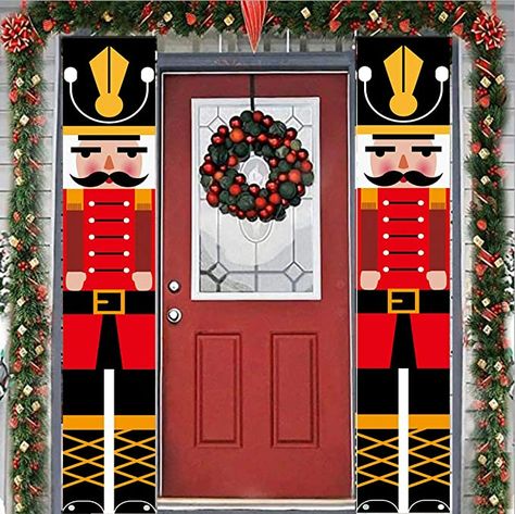 Xmas Decorations Outdoor, Nutcracker Christmas Decorations, Christmas Soldiers, Christmas Cracker, Nutcracker Soldier, Outdoor Party Decorations, Merry Christmas Decoration, Christmas Banners, Christmas Porch