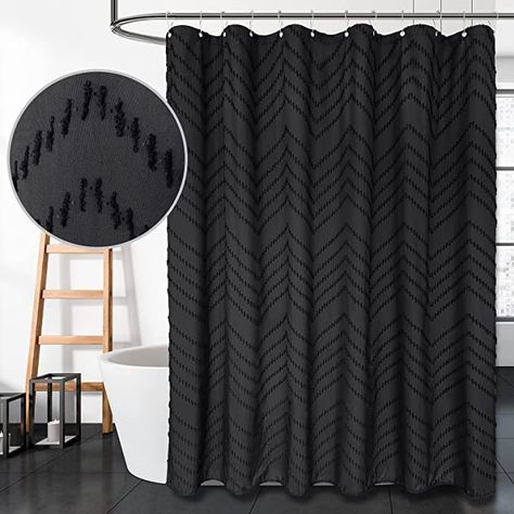 Shabby Chic Shower Curtain, Curtains For Bathroom, Farmhouse Contemporary, Extra Long Shower Curtain, Minimalist Showers, Farmhouse Shower Curtain, Cloth Shower Curtain, Long Shower Curtains, Black Shower Curtains