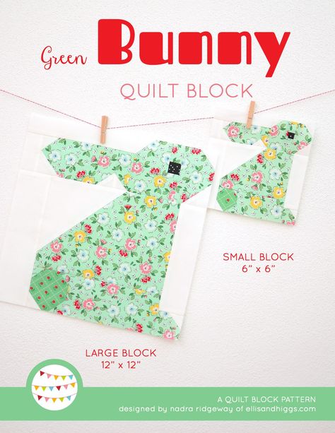 Bunny Quilt Pattern Bunny Quilt Patterns Free, Rabbit Quilt Pattern, Easy Quilt Blocks For Beginners, Rabbit Quilt Block, Bunny Quilt Block, Bunny Blocks, Rabbit Quilt, Easter Quilt, Easter Quilts