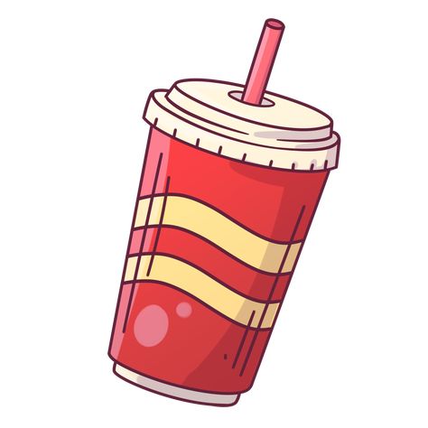 Cartoon Fast Food Drink Soda Soft Drink Illustration, Soda Cartoon, Soda Illustration, School Wall Art Ideas, Fast Food Drinks, Soda Shop, Soda Drink, Drink Icon, School Wall Art