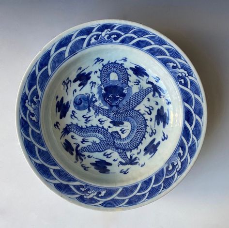 Antique Porcelain Plates, Dragon Plate, Asian Dragon, Water Dragon, Porcelain Plate, Chinese Dragon, Plate Design, Chinese Porcelain, Porcelain Plates