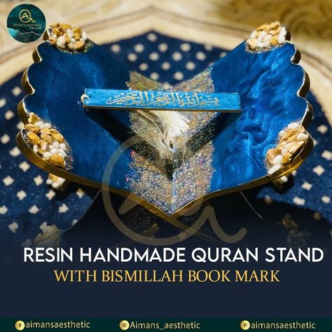 Quran Rehal Rehal Quran, Quran Design, Resin Pictures, Resin Gifts, Bible Stand, Resin Craft, Diy Resin Art, Cool Pictures Of Nature, Blue Colour