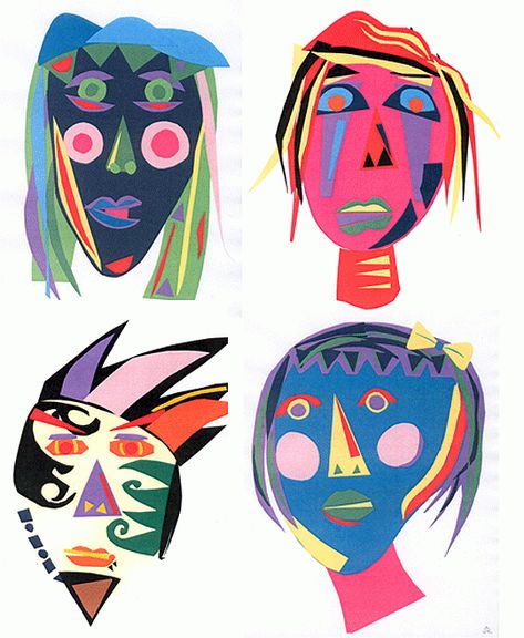 paper-portraits Paper Collage Portraits Faces, Coloured Paper Art, Year 9 Art Projects, Cubist Collage, Portrait Art Lesson, Picasso Faces, Collage Faces, Paper Face, Paper Portrait